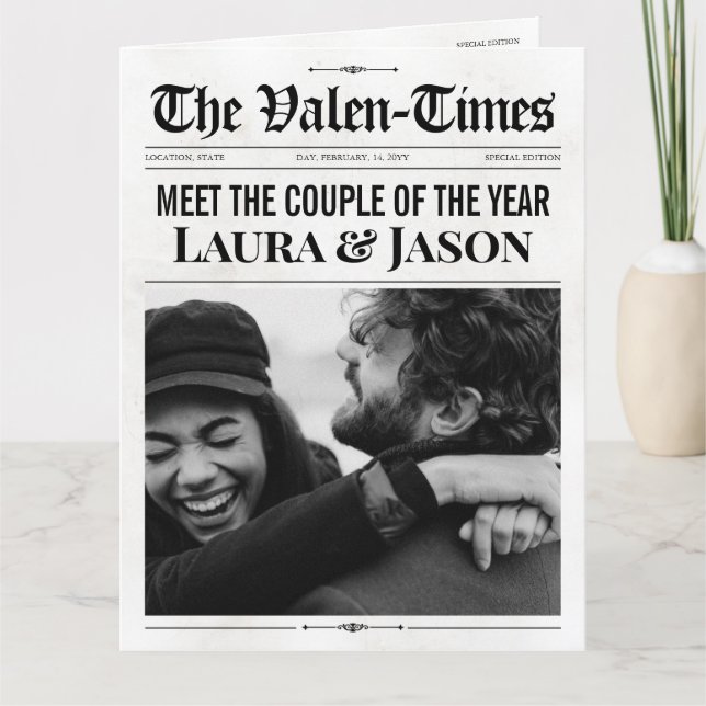 Unikt Valentines day-kort, Par-nyhetsblad-gåva Kort (Framsida)
