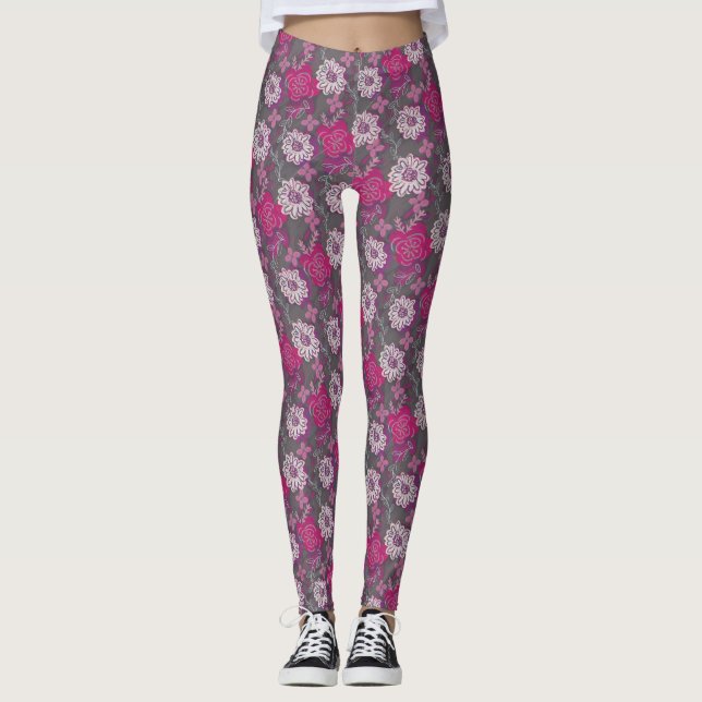 Unikt Vår-Blommönster Leggings (Framsida)
