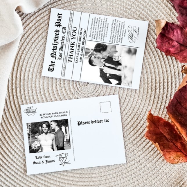 Unikt vykort för nyhetsbladet Bröllop Tack (Skapare uppladdad)