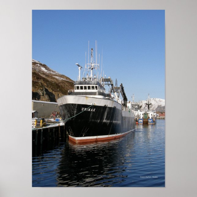 Unimak, F/T Fishing Trawler på nederländska Harbou Poster (Framsidan)