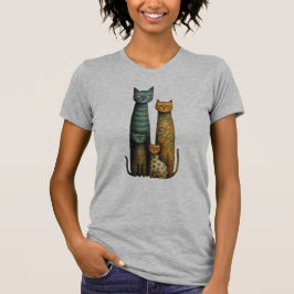 Unimpressed Folk Art Cat Family Design T Shirt