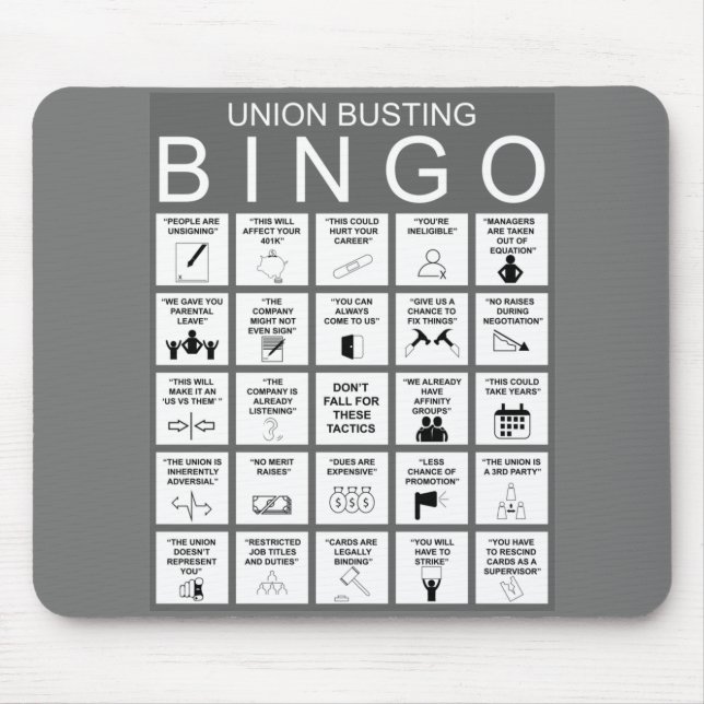Union Busting Bingo Mouse Pad Musmatta (Framsidan)