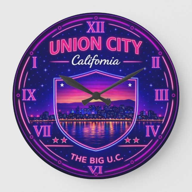 Union City California Skyline Stor Klocka (Framsida)