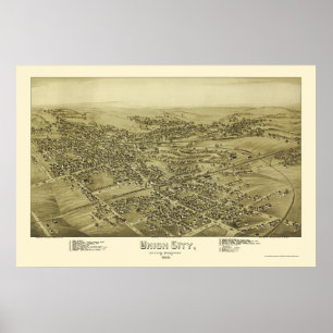 Union City, PA Panoramic Karta - 1895 Poster