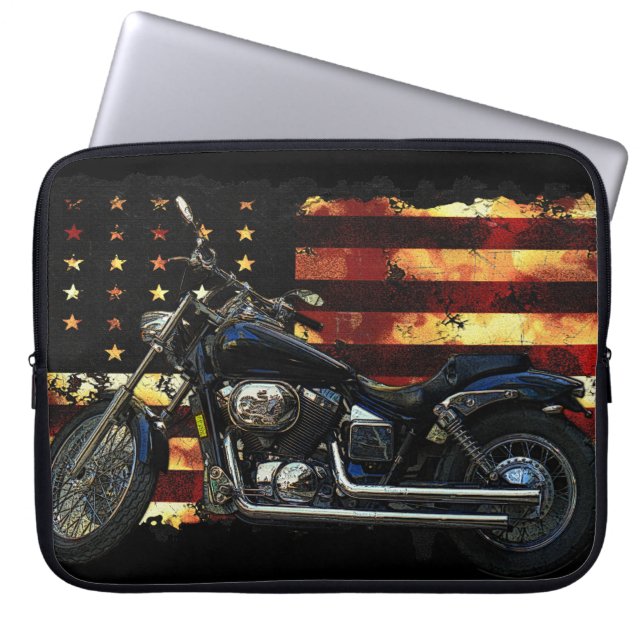 Union Flagga, Civil Krig, Motorcycle, Hog Laptop Fodral (Framsidan)