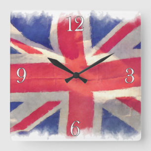 Union Flagga eller Union Jack British Patriot Fyrkantig Klocka