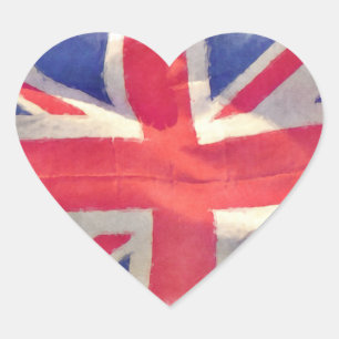 Union Flagga eller Union Jack British Patriot Hjärtformat Klistermärke