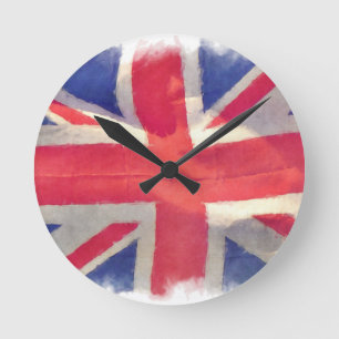 Union Flagga eller Union Jack British Patriot Rund Klocka