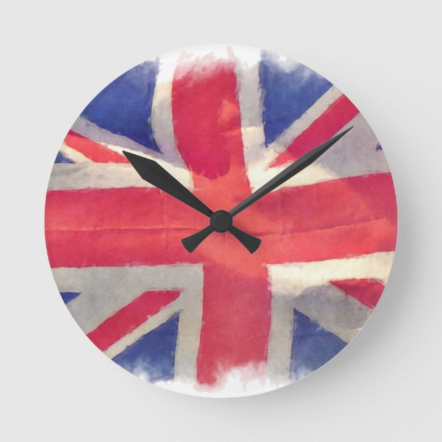 Union Flagga eller Union Jack British Patriot Rund Klocka (Framsida)