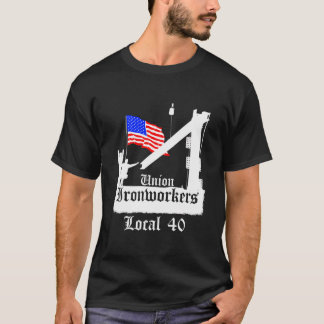 Union Ironworkers Local 40 American Flagga Ny T Shirt
