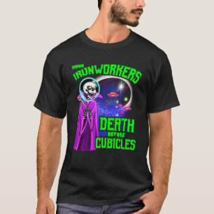 Union Ironworking Death before Cubicles Alien Vint T Shirt