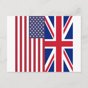 Union Jack and United States of America Flaggor Vykort
