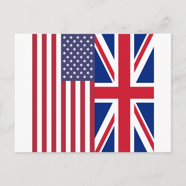 Union Jack and United States of America Flaggor Vykort (Framsida)
