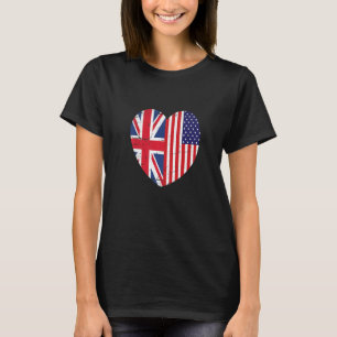 Union Jack and Unites Stater of America Flagga Ret T Shirt
