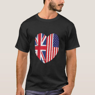Union Jack and Unites Stater of America Flagga Ret T Shirt