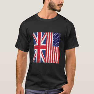 Union Jack and Unites Stater of America Flagga Ret T Shirt