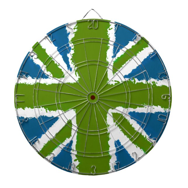 Union Jack Art Grönt Teal Tones Pub Games Darttavla (Framsidan)