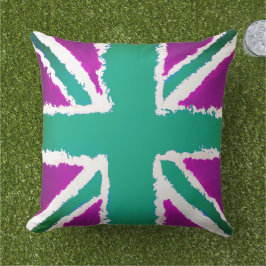 Union Jack Art Lila Grönt Tones Garden Home Kudde