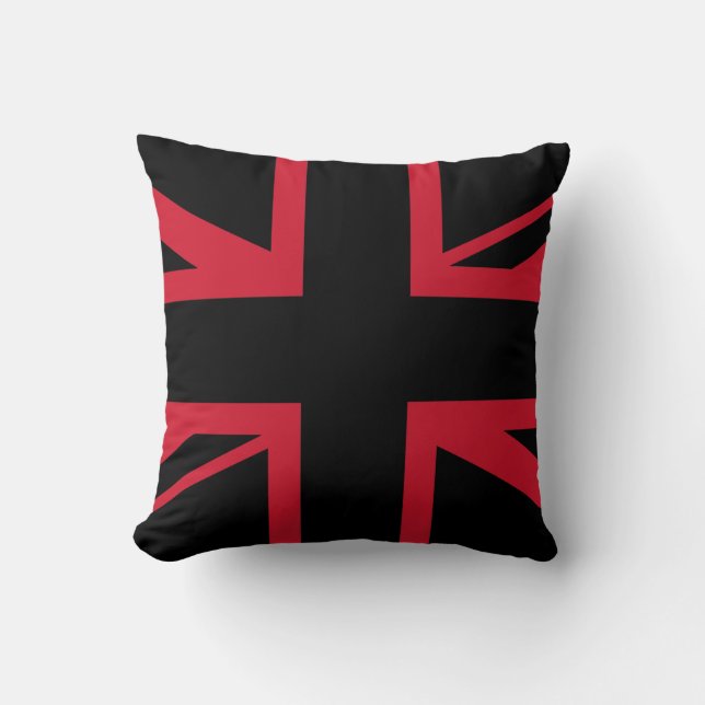 Union Jack ~ Black and Red Kudde (Framsida)