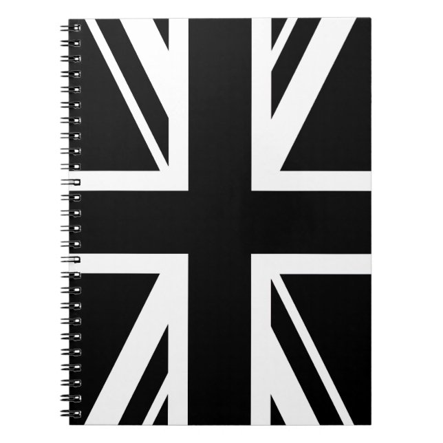 Union Jack ~ Black and White Anteckningsbok (Framsidan)