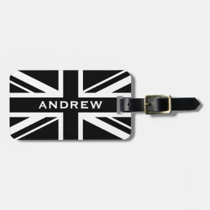 Union Jack ~ Black and White Bagagebricka