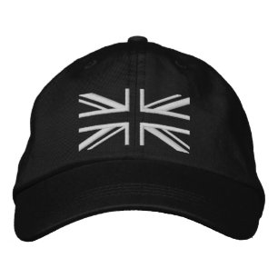 Union Jack ~ Black and White Broderad Keps