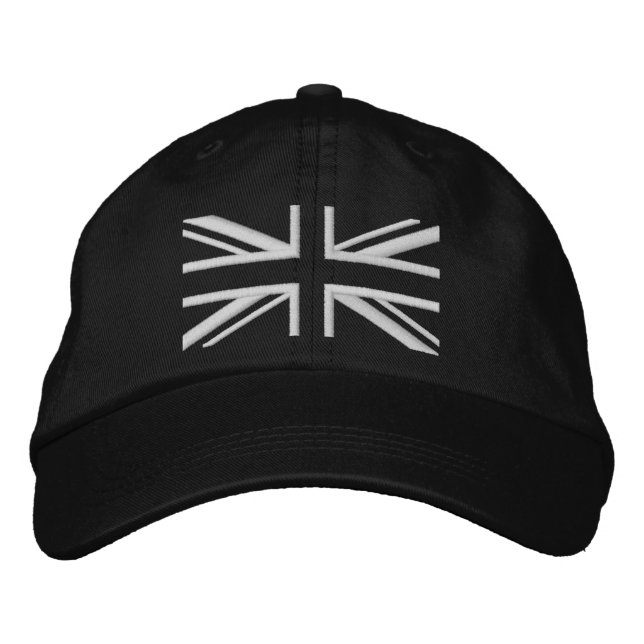 Union Jack ~ Black and White Broderad Keps (Framsida)