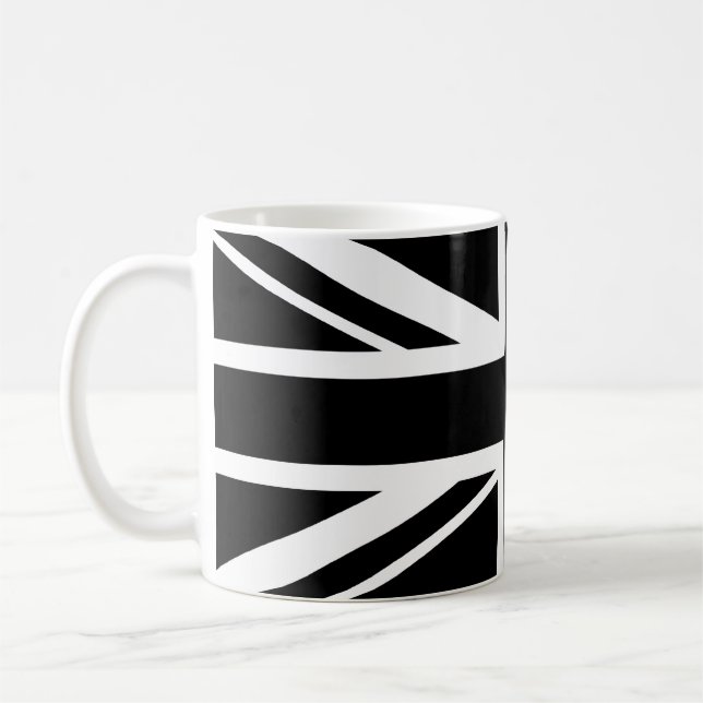 Union Jack ~ Black and White Kaffemugg (Vänster)