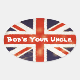 Union Jack Bobs Din farbror Oval Sticker Ovalt Klistermärke