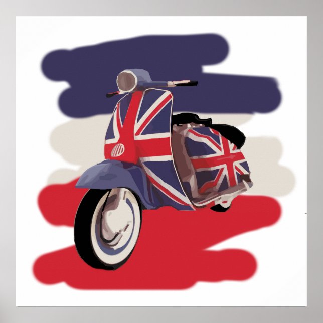Union Jack Brit scooter Poster (Framsidan)