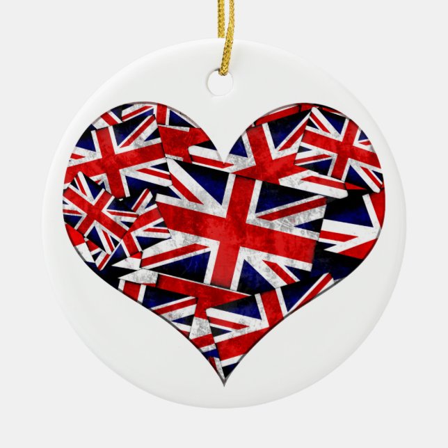 Union Jack British England UK Flagga Julgransprydnad Keramik (Framsidan)