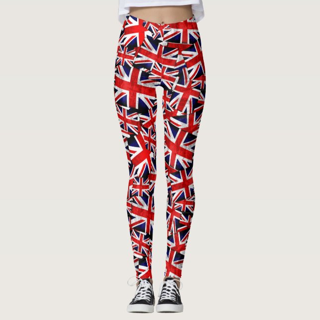 Union Jack British England UK Flagga Leggings (Framsida)