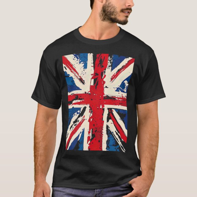 Union Jack British England United Kingdom Brushed  T Shirt (Framsida)