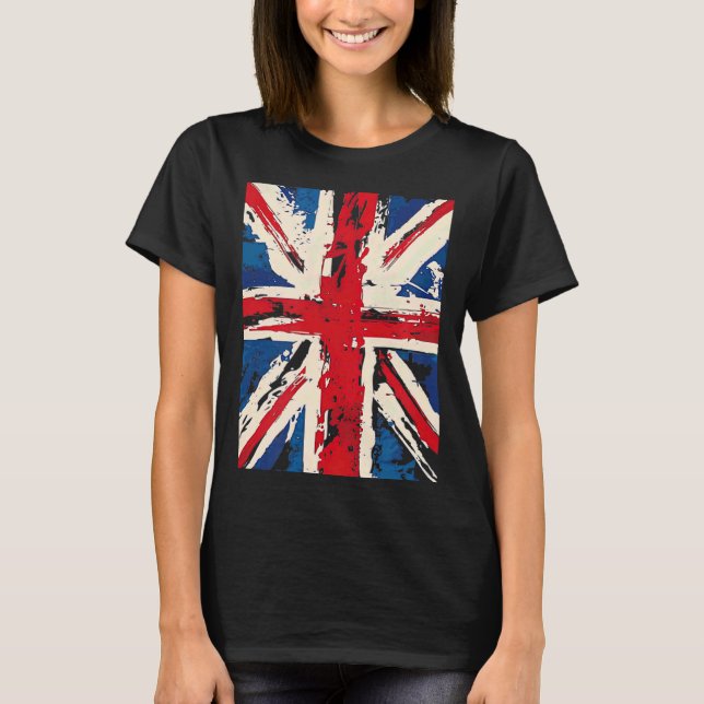 Union Jack British England United Kingdom Brushed  T Shirt (Framsida)