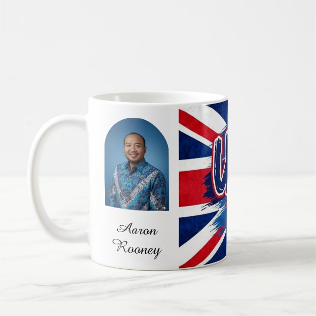 Union Jack British Flag Vintage Personalized Kaffemugg (Vänster)