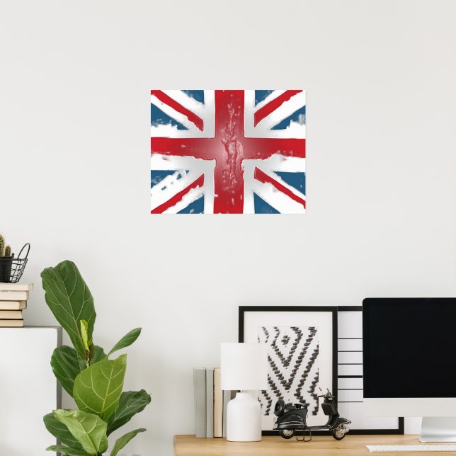 Union Jack British Flagga Abstrakt Vax Art Poster (Hemmakontoret)