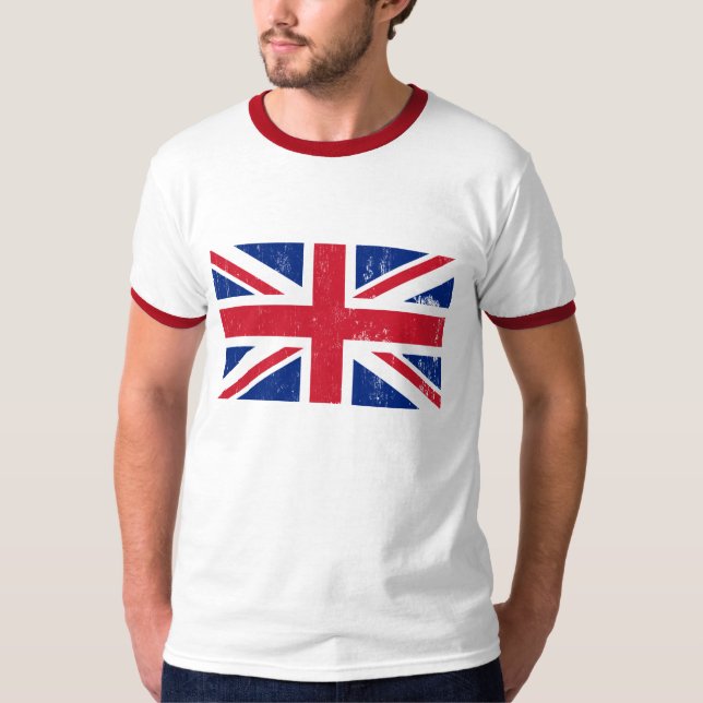 Union Jack British Flagga T-Shirt (Framsida)