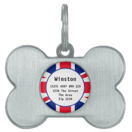 Union Jack British Flagga UK ID Namn Namnbricka Husdjur