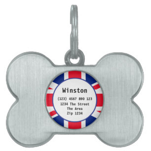 Union Jack British Flagga UK ID Namn Namnbricka Husdjur