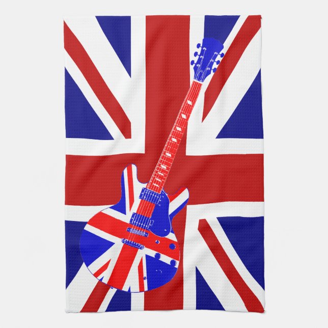 Union Jack British Guitar Art 2 Kökshandduk (Vertikal)