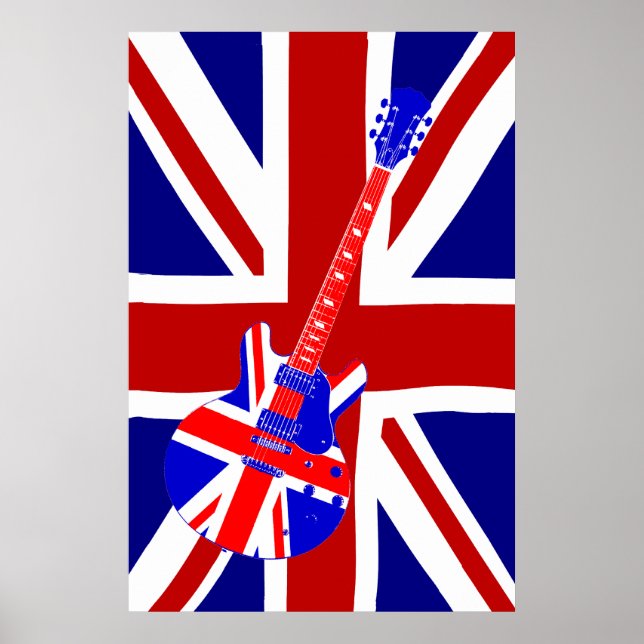 Union Jack British Guitar Art 2 Poster (Framsidan)