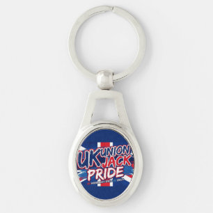 Union Jack brittisk flagga personlig vintage Ovalt Silverfärgad Nyckelring