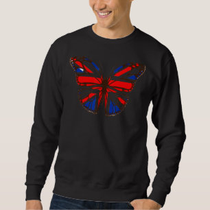 Union Jack Butterfly British Flagga Lång Ärmad Tröja