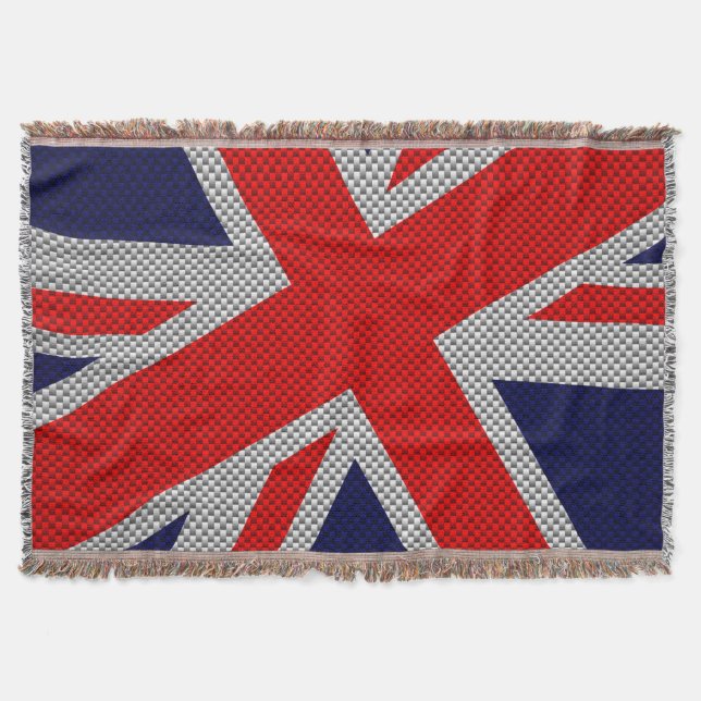 Union Jack Carbon Fiber Stil Decor Filt (Framsidan)