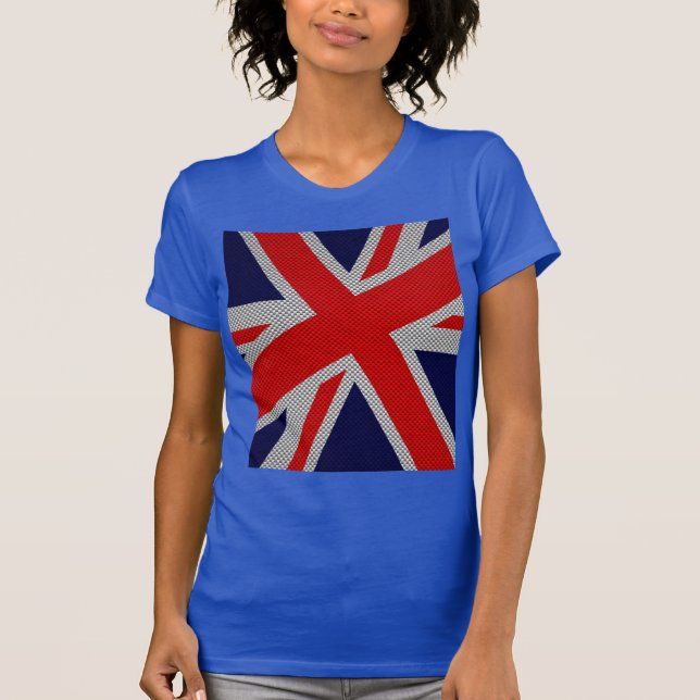 Union Jack Carbon Fiber Stil Decor T Shirt (Framsida)