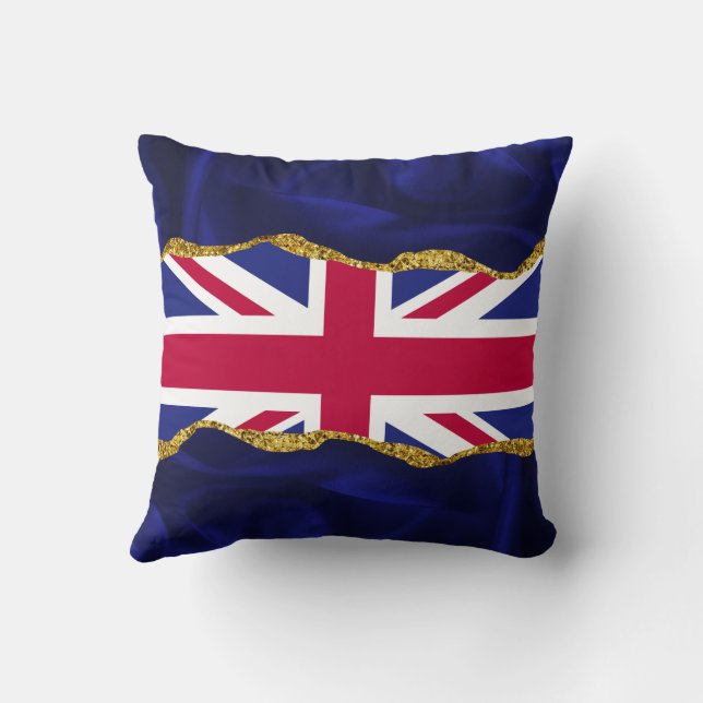 Union Jack Cushion Navy Guld Gräns Dekorativ kudde (Baksida)