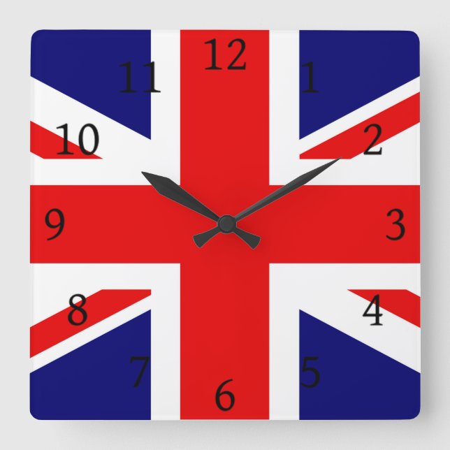 UNION JACK - DEN BRITTISKA FLAGGA FYRKANTIG KLOCKA (Framsida)