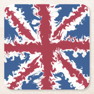 Union Jack Drink Mats UK Flagga Decor Underlägg Papper Kvadrat
