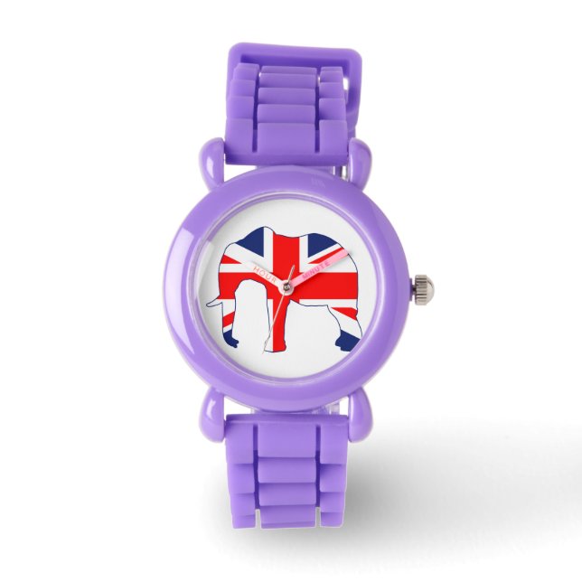 Union Jack Elephant British Flagga Watch Armbandsur (Framsida)