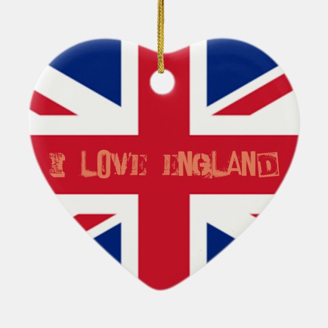 Union Jack English British Flagga Valentine Orname Julgransprydnad Keramik (Baksidan)